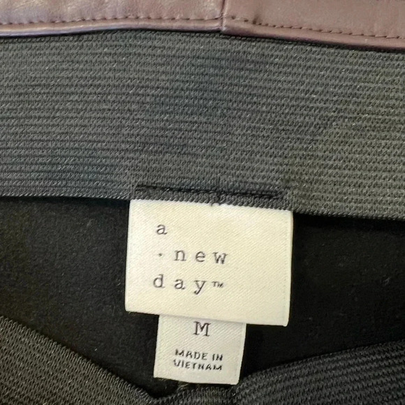 Women's A New Day Brown Faux Leather Flare Pants - Picture 7 of 9